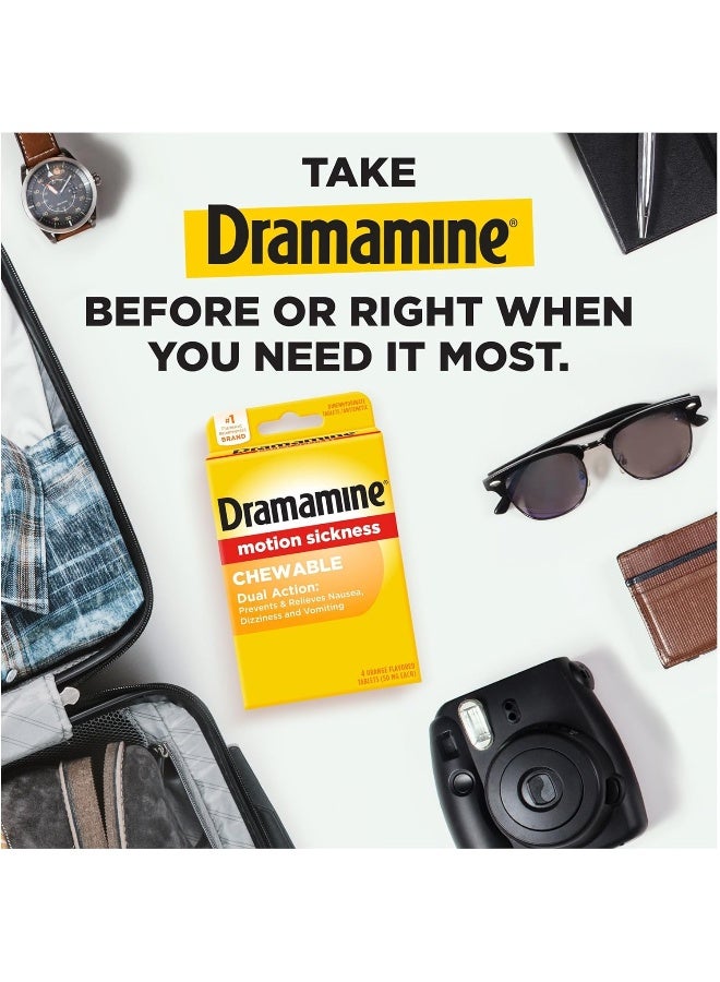 Dramamine Chewable, Motion Sickness Relief, Orange Flavor, 4 Count - Image 3